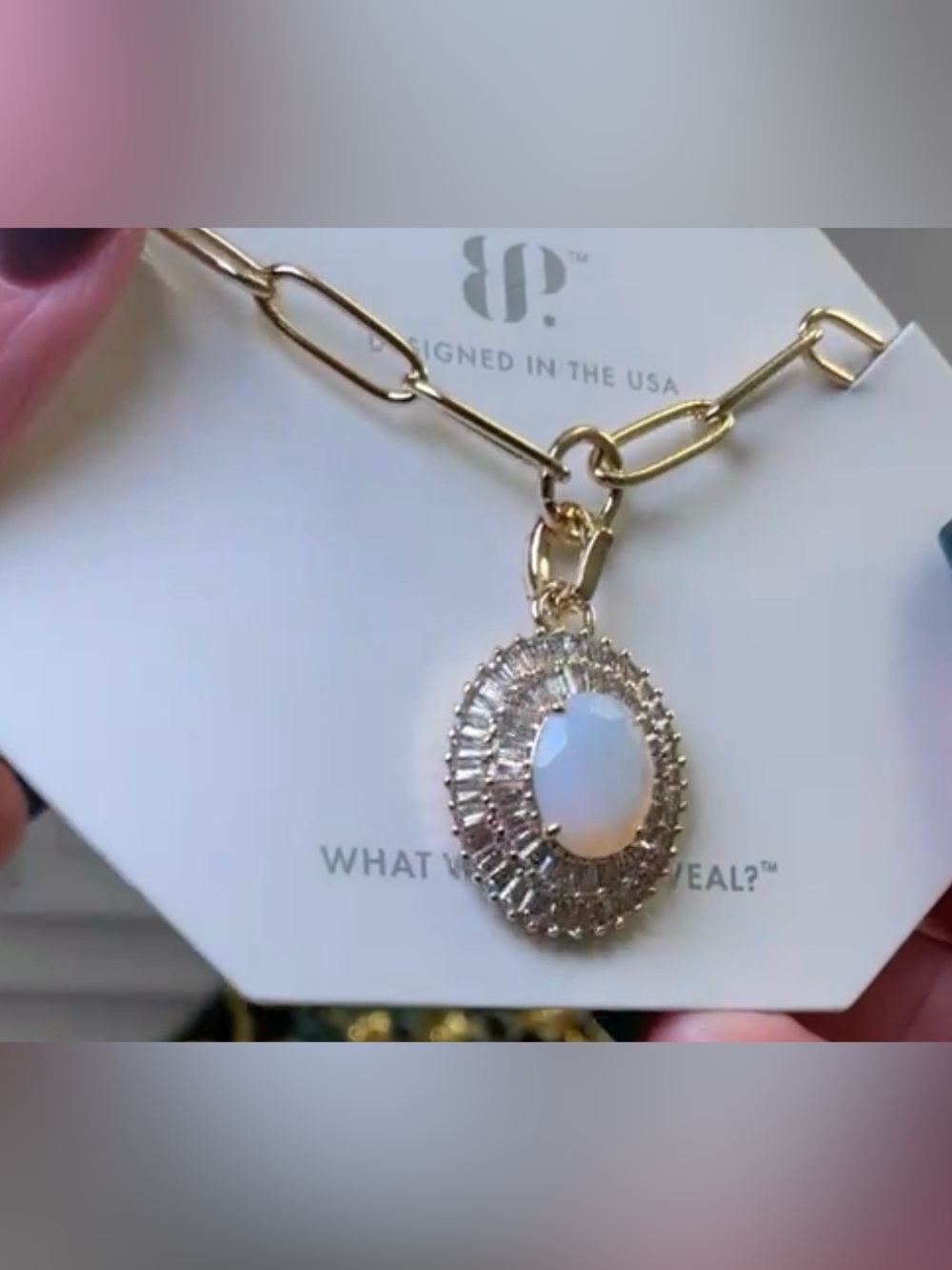 Bomb Party Gold & moonstone Necklace NWT